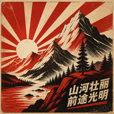 wide landscape with natural scenery — Propaganda Poster Design