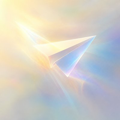 a paper plane, clean minimal composition on a plain background, no text