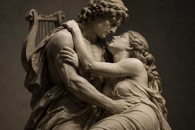 Orpheus and Euridike embracing each other