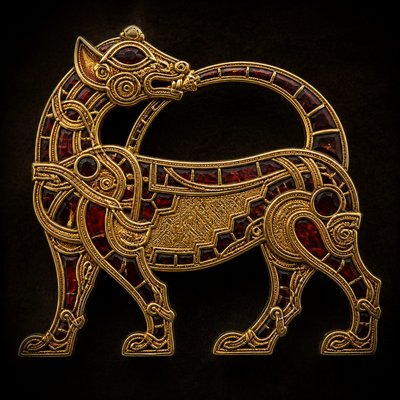 animal standing in natural pose — Anglo-Saxon Metalwork Art Style