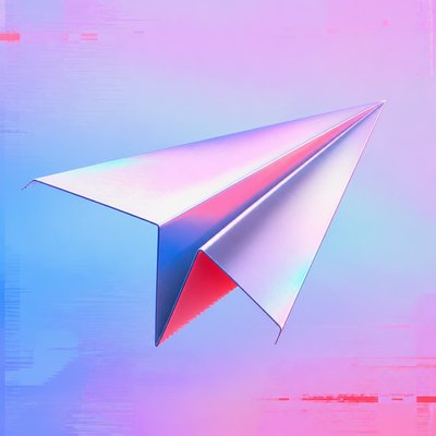 a paper plane, clean minimal composition on a plain background, no text