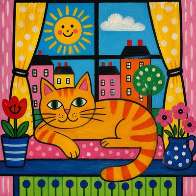 a cat lounging in a sunlit window