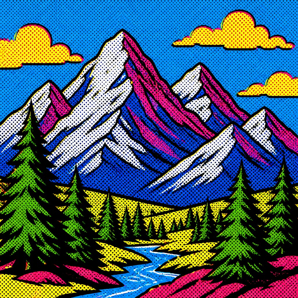 a mountain range above a pine valley, clear sky