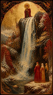 towering waterfall cascading down a cliff