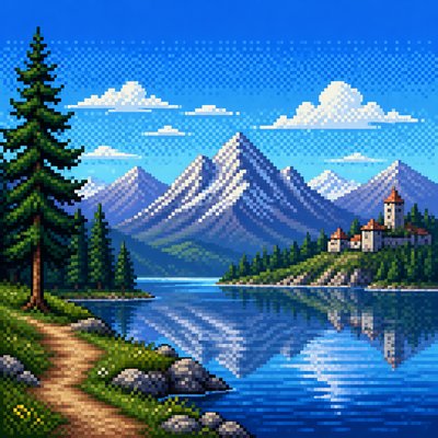 serene landscape with mountains and water