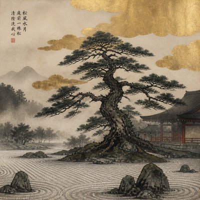 a tree in nature — Kyoto Zen Art Style
