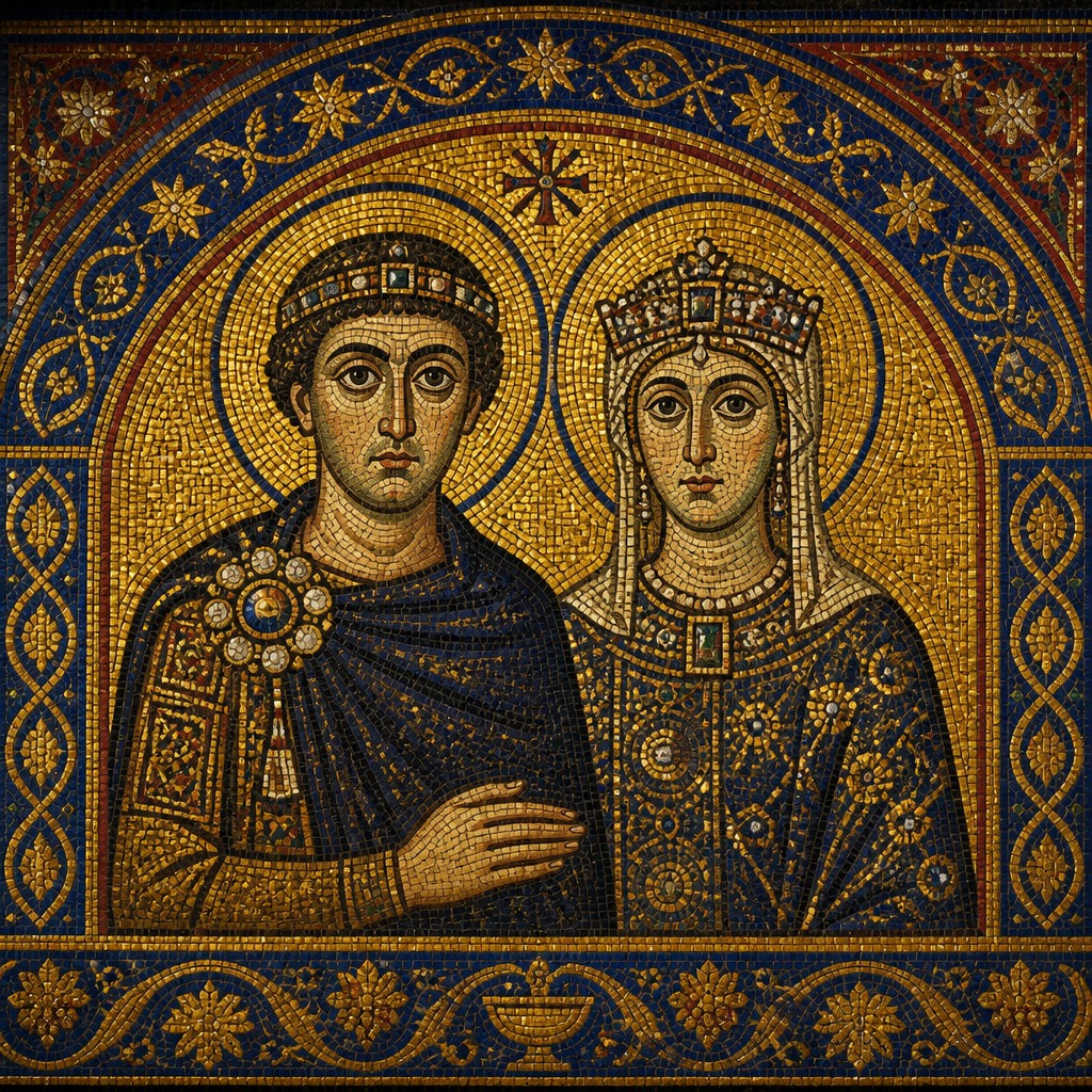 portrait of two people together — Ravenna Art Style