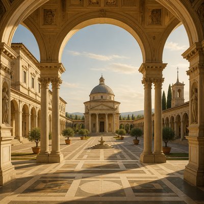 wide landscape with natural scenery — Renaissance Architecture