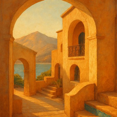 serene landscape with mountains and water