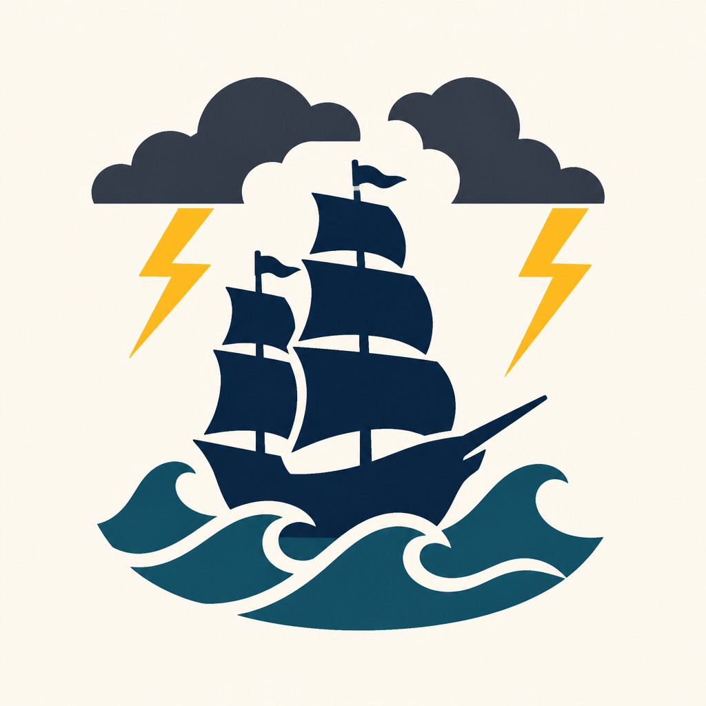 sailing ship on a stormy sea