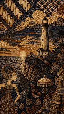 a lone lighthouse on a cliff at dusk under a dramatic sky, no text or lettering