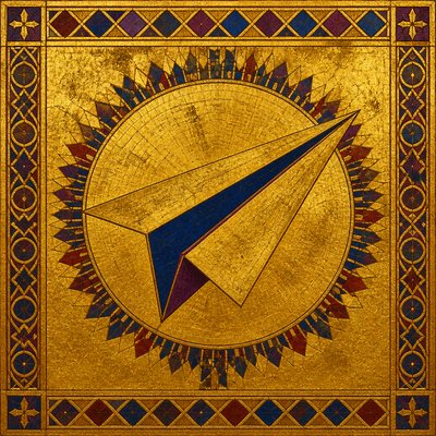 a paper plane, clean minimal composition on a plain background, no text