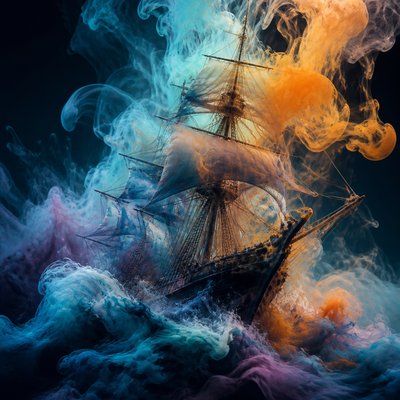 sailing ship on a stormy sea
