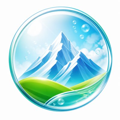 an emblem of a mountain peak inside a circle, simple bold shapes on a plain background, no text or lettering
