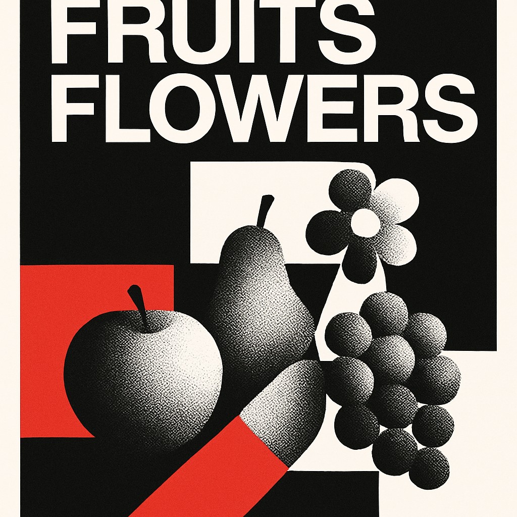 still life arrangement of fruits and flowers