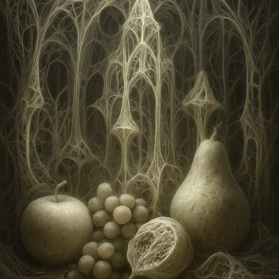 still life arrangement of fruits and flowers