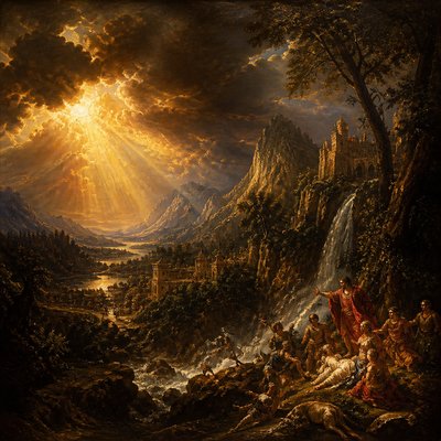 wide landscape with natural scenery — Baroque Art Style