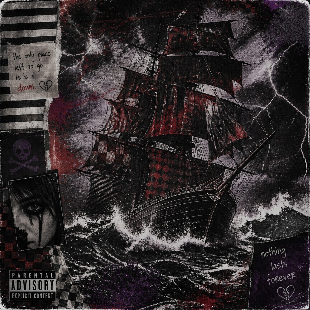 sailing ship on a stormy sea — Emo Aesthetic