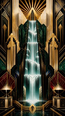 towering waterfall cascading down a cliff