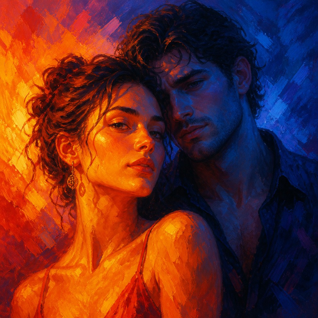 portrait of two people together — Color Temperature Art Style