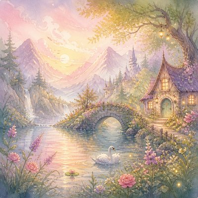 serene landscape with mountains and water
