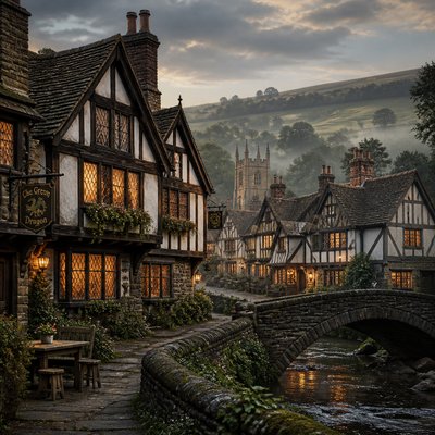 wide landscape with natural scenery — Tudor Architecture Style