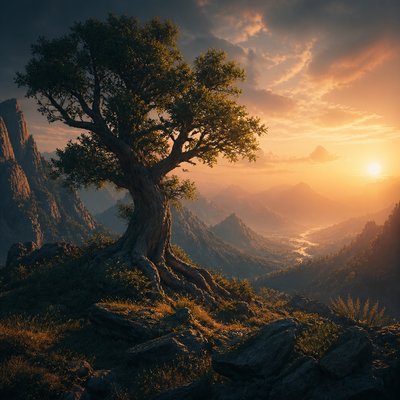 a tree in nature — Matte Painting Digital Art Style