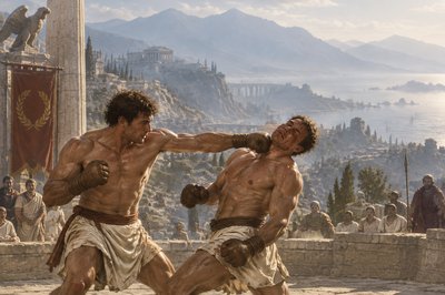 greco-roman boxers punching each other