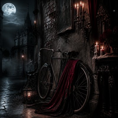 bicyle resting against a wall — Vampirecore Aesthetic