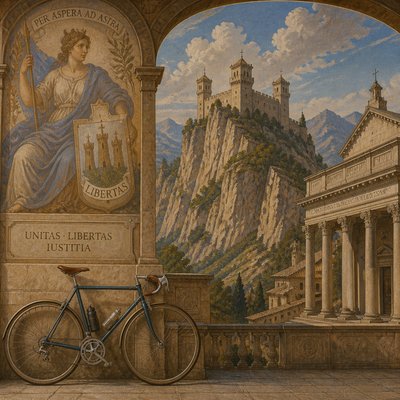 bicyle resting against a wall — Sammarinese Art Style