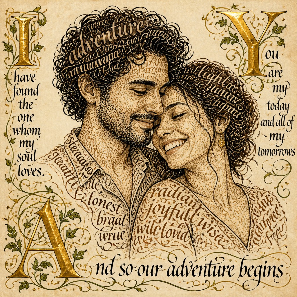 portrait of two people together — Lettering Art Style