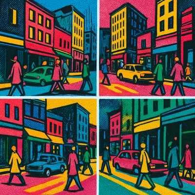urban street with city activity