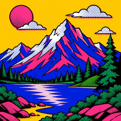 wide landscape with natural scenery — Pop Art Portrait Style