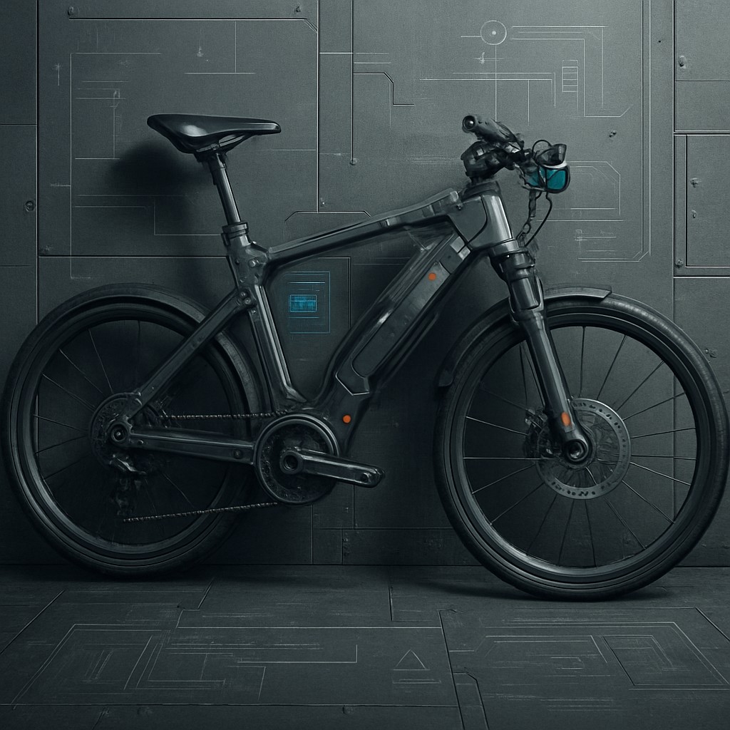 bicyle resting against a wall