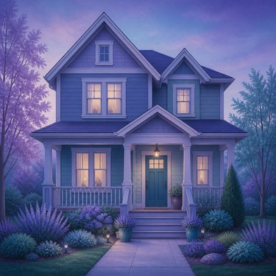 house with front view — Analogous Colors Art Style