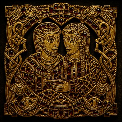portrait of two people together — Anglo-Saxon Metalwork Art Style
