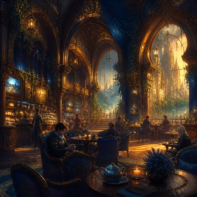 cozy cafe interior with warm lighting