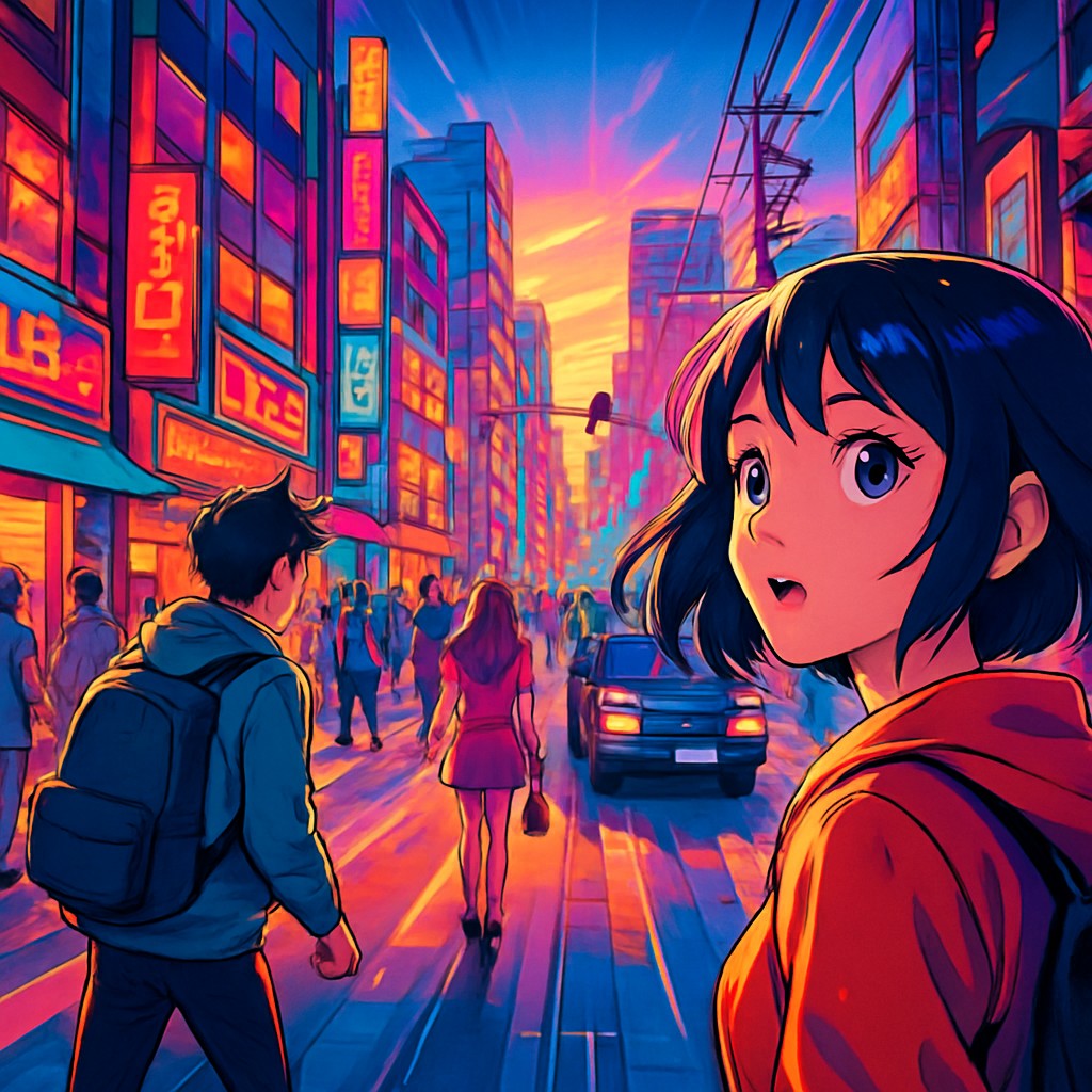 urban street with city activity