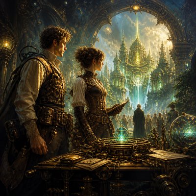 Sure. Try this one: Steampunk duo, one male, one female, both engineers, discover a portal to a hidden Tartarian world. Inside, they find advanced free energy tech, learn its secrets, then return to help free their people.