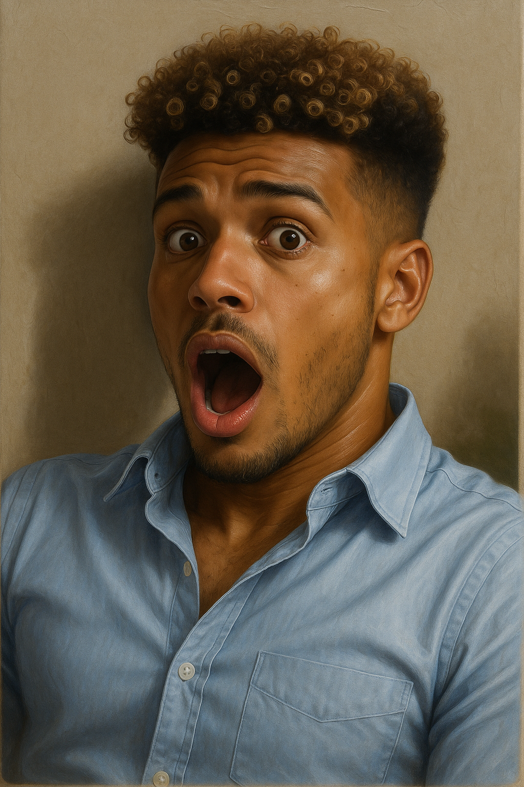 a man with a surprised look on his face