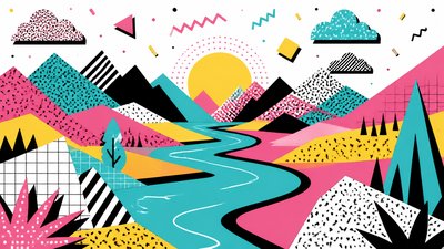 a vast valley with a river winding toward distant mountains at sunrise, no people, no text
