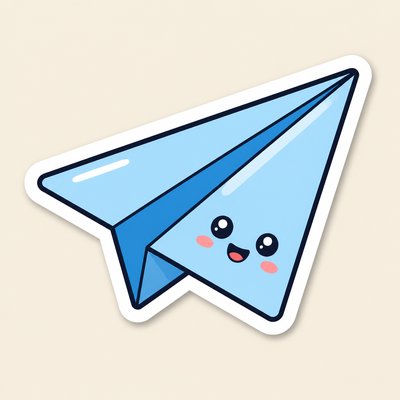 a paper plane, clean minimal composition on a plain background, no text