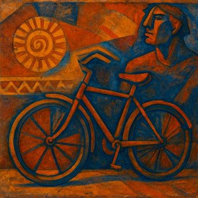 bicyle resting against a wall