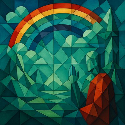  I have set my rainbow in the clouds, and it will be the sign of the covenant between me and the earth. 

do this without words in the image