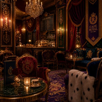 cozy cafe interior with warm lighting