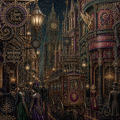 urban street with city activity — Victorian Architecture Art