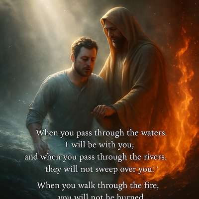 When you pass through the waters,
    I will be with you;
and when you pass through the rivers,
    they will not sweep over you.
When you walk through the fire,
    you will not be burned;
    the flames will not set you ablaze.