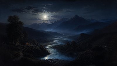 a vast valley with a river winding toward distant mountains at sunrise, no people, no text