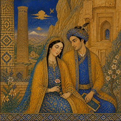 portrait of two people together — Afghan Art Style