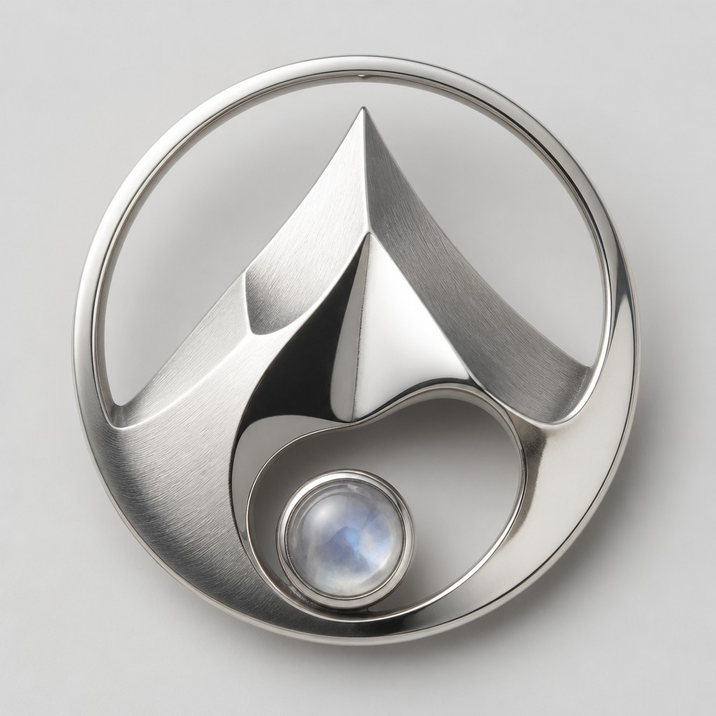 an emblem of a mountain peak inside a circle, simple bold shapes on a plain background, no text or lettering